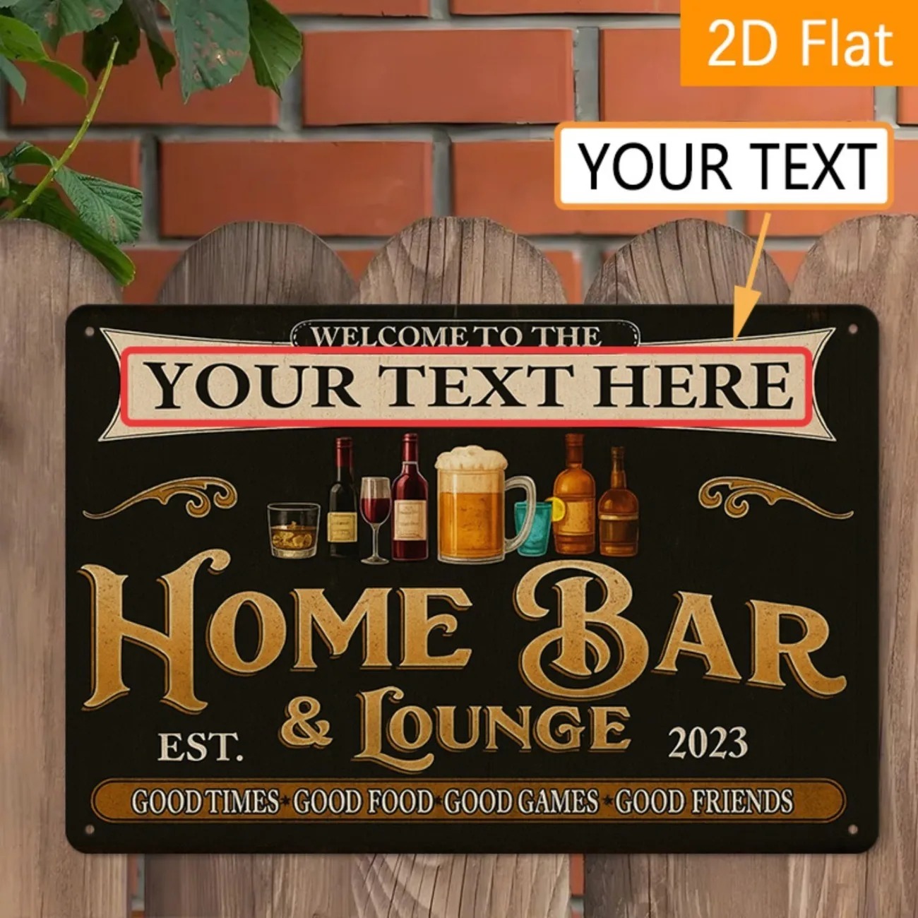 Home Bar Lounge - ป้ายโลหะตกแต่งบ้านสไตล์วินเทจแบบกำหนดเองได้ สำหรับบาร์และเลานจ์ ตกแต่งผนังแบบส่วนตัว