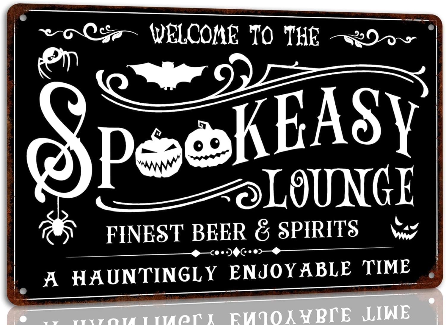 Home Bar Lounge - ป้ายโลหะอะลูมิเนียม Spookeasy Horror Lounge สำหรับตกแต่งฮาโลวีนทั้งภายในและภายนอกบ้าน บาร์