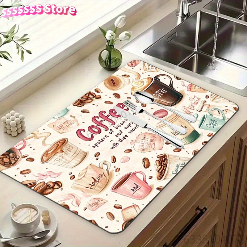 Bar Mat Rubber - แผ่นรองซับน้ำลายลายแก้วกาแฟ - แผ่นรองแห้งมุมกาแฟ, แผ่นรองแห้งแก้วเหมาะสำหรับเคาน์เตอร์บาร์, เครื่องชงกาแฟ, เครื่องบด,