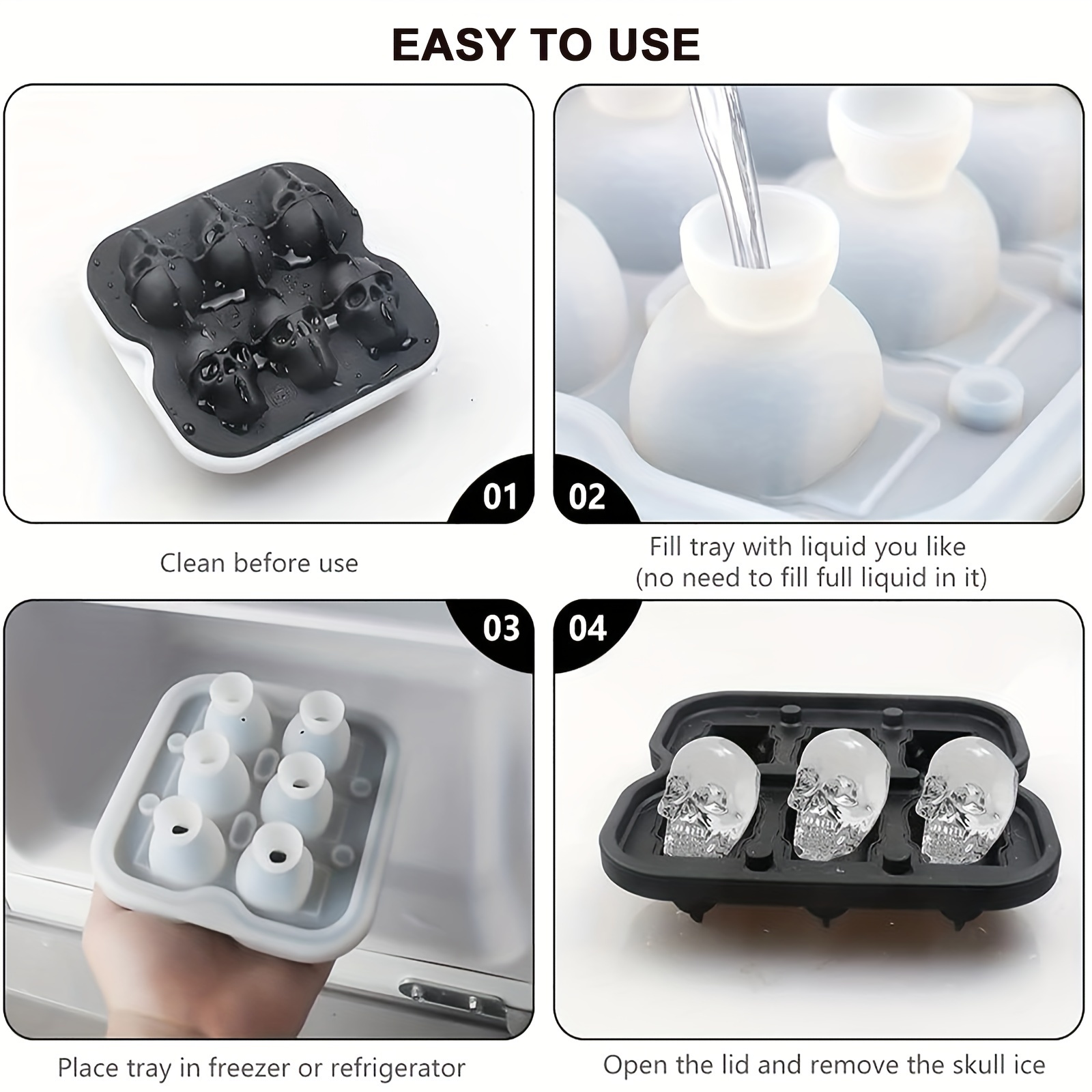 4-6 เซลล์ Skull ICE Ball Mold- - Ice Mold Sphere บทวิจารณ์และราคา
