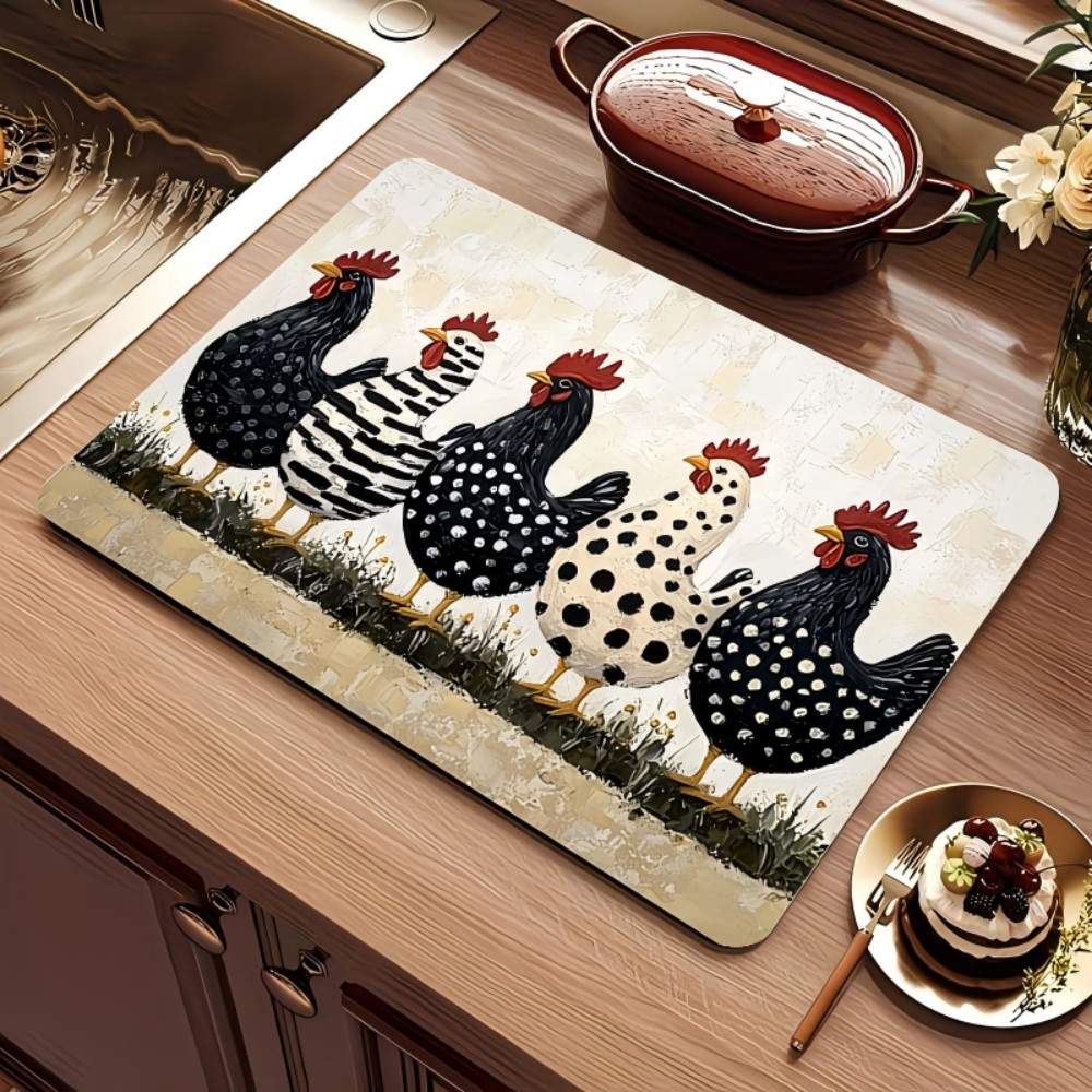 แผ่นรองจานลายไก่สไตล์ฟาร์มเฮาส - Bar Mat Rubber บทวิจารณ์และราคา