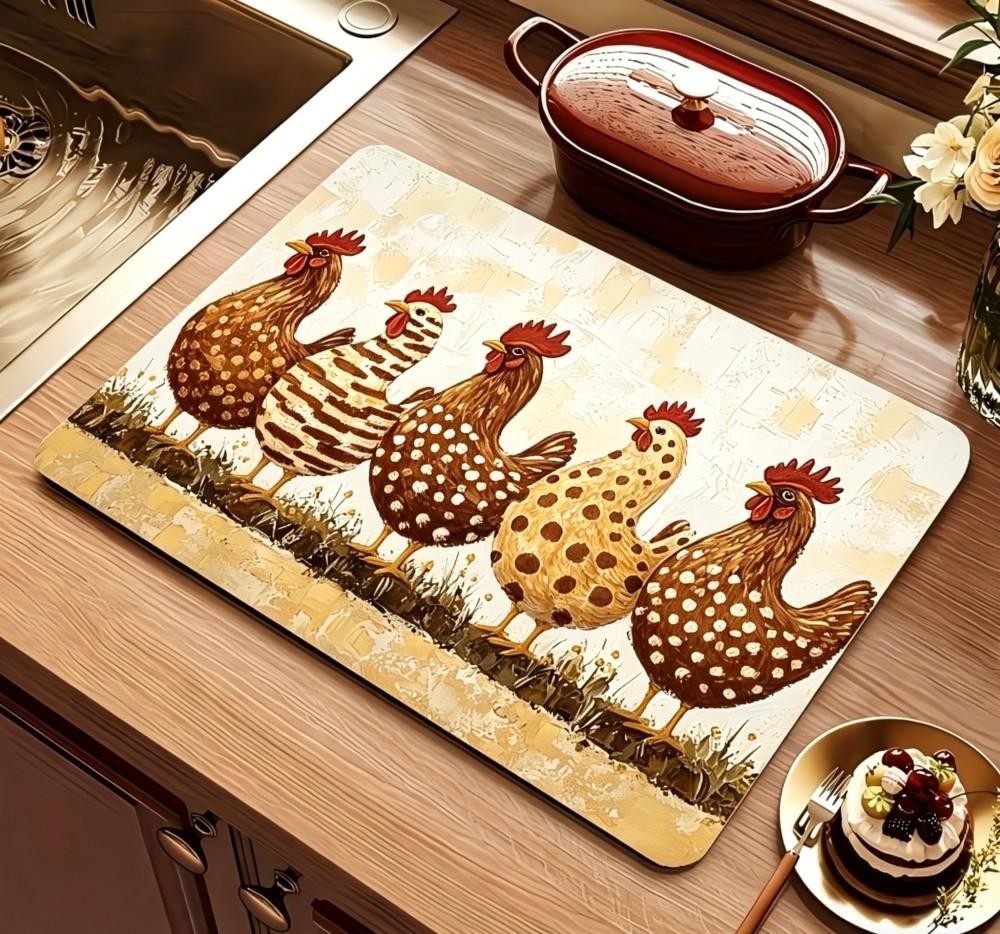 แผ่นรองจานลายไก่สไตล์ฟาร์มเฮาส - Bar Mat Rubber บทวิจารณ์และราคา
