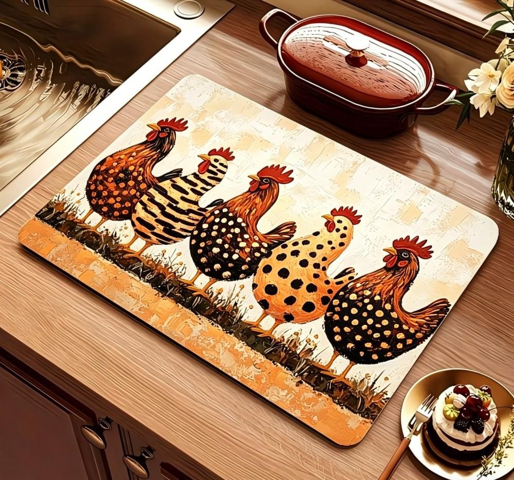 แผ่นรองจานลายไก่สไตล์ฟาร์มเฮาส - Bar Mat Rubber บทวิจารณ์และราคา