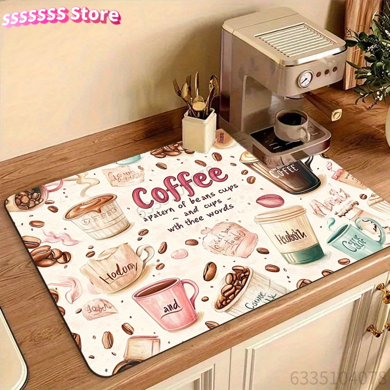 แผ่นรองซับน้ำลายลายแก้วกาแฟ -  - Bar Mat Rubber บทวิจารณ์และราคา