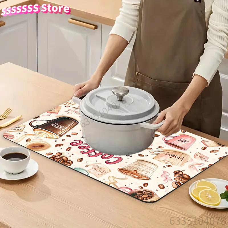 แผ่นรองซับน้ำลายลายแก้วกาแฟ -  - Bar Mat Rubber บทวิจารณ์และราคา